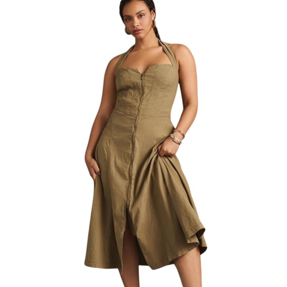 Anthropologie Zip Front Corset Dress L
